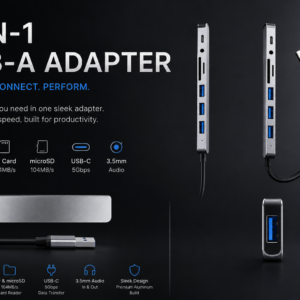 Tekserve USB-C Hub 8-1 - USB-C to USB-A Adapter/USB x 3/USBC/Audio/SD/MicroSD